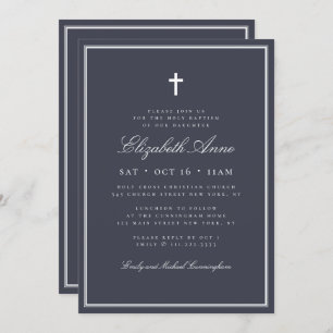 Baptism For Her Classic Elegant Cross Invitation