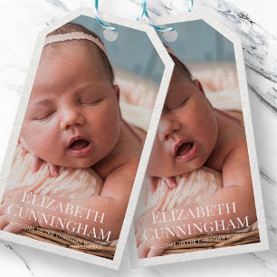 Baptism For Her Modern and Simple Photo Gift Tags