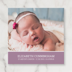 Baptism For Her   Modern Simple Custom Photo Favour Tags