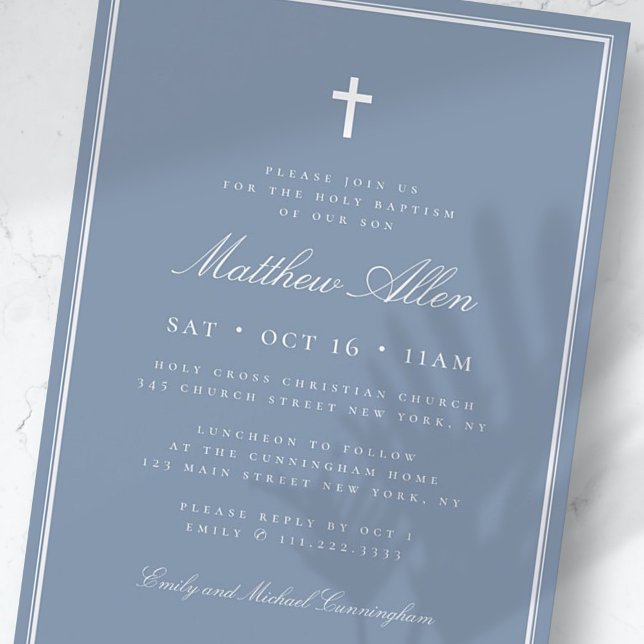Baptism For Him Classic Elegant Cross Invitation (Creator Uploaded)