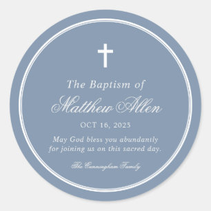 Baptism For Him   Elegant Classic Cross Classic Round Sticker
