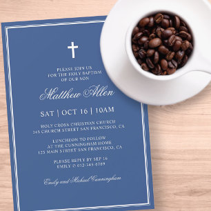 Baptism For Him   Elegant Classic Cross Invitation