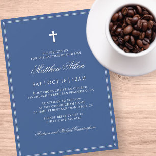 Baptism For Him   Elegant Classic Cross Invitation