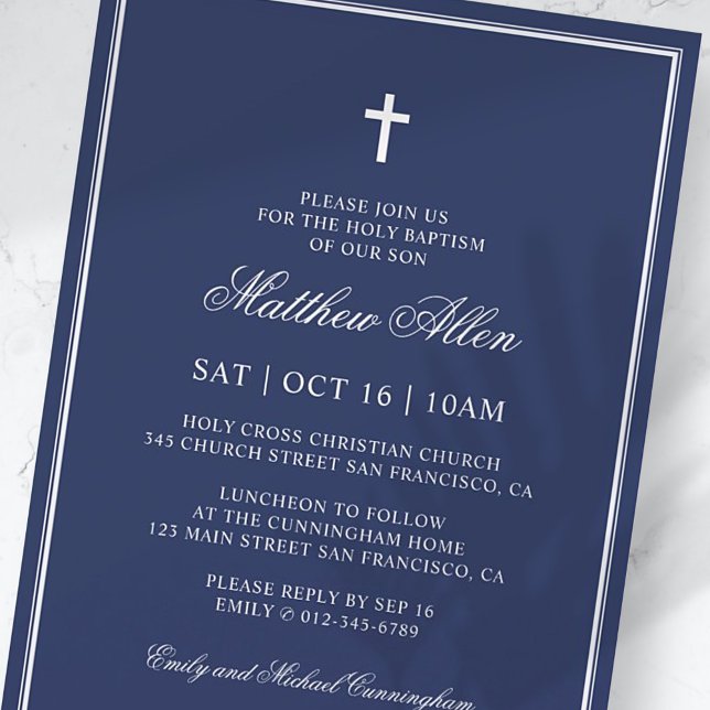 Baptism For Him | Elegant Classic Cross Invitation (Creator Uploaded)