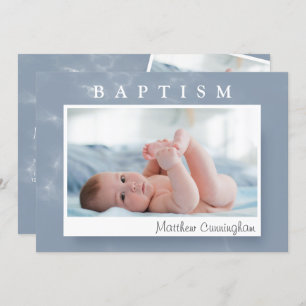 Baptism For Him Modern Marble Invitation