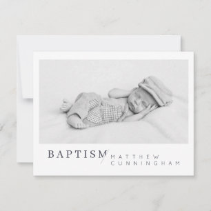 Baptism For Him Modern Minimalist Custom Photo Thank You Card