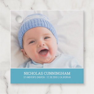 Baptism For Him   Modern Simple Baby Photo Favour Tags