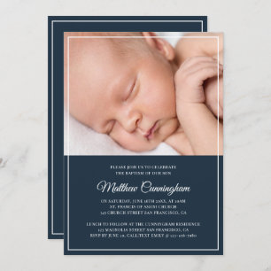 Baptism For Him   Modern Simple Frame Invitation