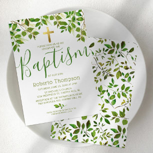 Baptism Gender Neutral Botanical Christening Invitation