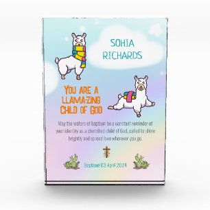 Baptism Girl Cute Llama Theme  Photo Block