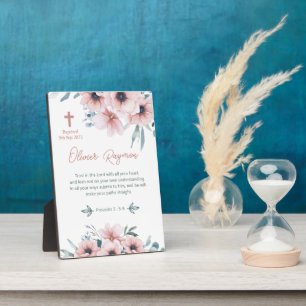 Baptism Girl Pretty Pink Flowers Plaque