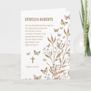 Baptism Girl Watercolour Butterflies Card