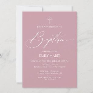 Baptism God Bless Mauve Guest Invitation