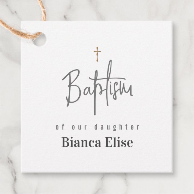 Baptism Godparents Simple Modern  Favour Tags (Front)
