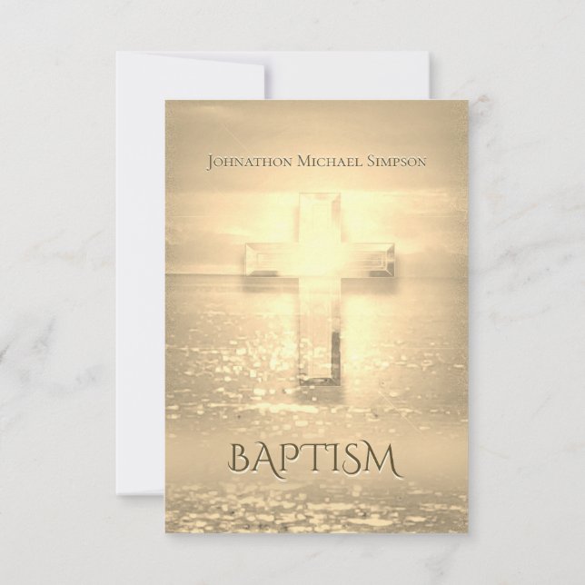 Baptism Golden Cross Invitation (Back)