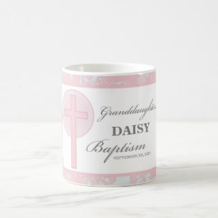 Baptism Granddaughter Pink Lace Personalised Coffee Mug