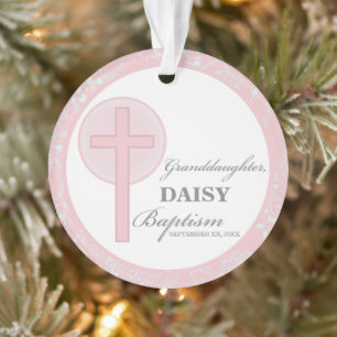 Baptism Granddaughter Pink Lace Personalised Ornament