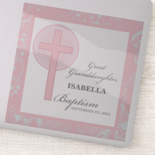 Baptism Great Granddaughter Pink Lace Personalised