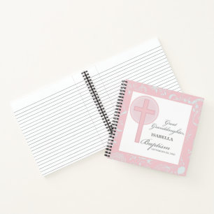 Baptism Great Granddaughter Pink Lace Personalised Notebook