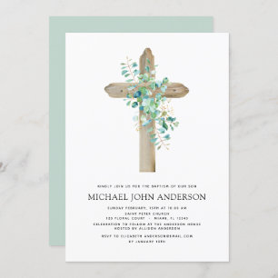 Baptism Greenery Sage Eucalyptus Invitation