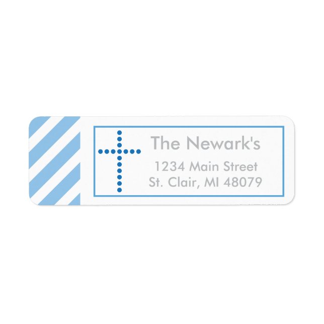 Baptism, Holy Communion | Blue Cross Address Label (Front)