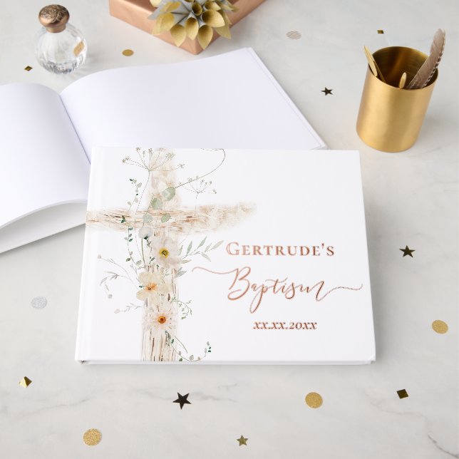 Baptism Holy Cross Guest Book (Front Open)