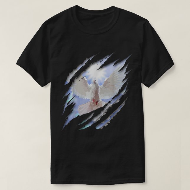 Baptism Holy Spirit White Dove Baptised Christian  T-Shirt (Design Front)