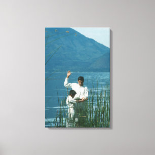 Baptism in Lake Atitlan™ version 2 LDS Art Poster Canvas Print