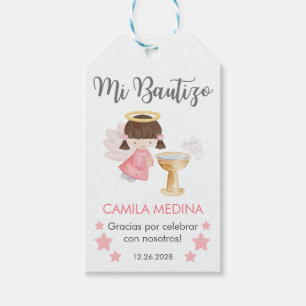 Baptism In Spanish Customisable Watercolor Angel Gift Tags