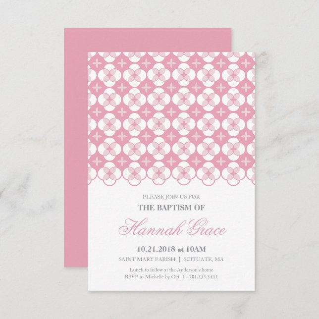 Baptism Invitation - Baby Girl Custom Invite (Front/Back)