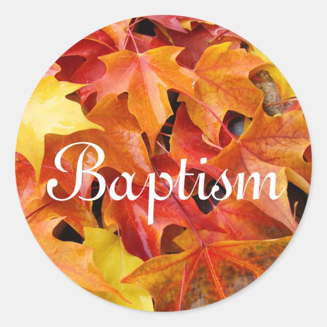 Baptism Invitation envelope seals Autumn Leaves (Front)