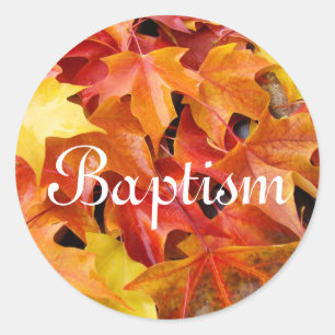Baptism Invitation envelope seals Autumn Leaves