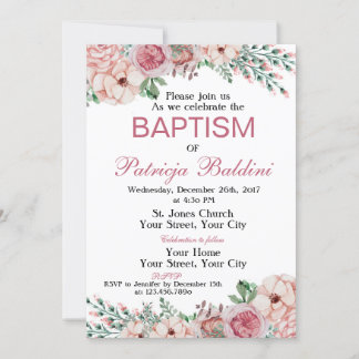 Baptism Invitation Floral