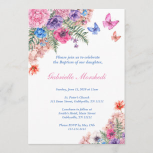 Baptism Invitation, Floral Baptism, Boho Invite