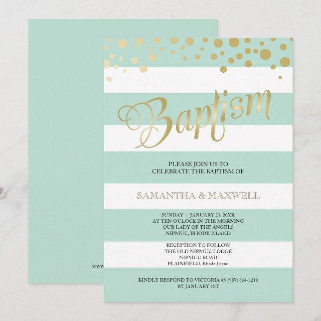 BAPTISM Invitation Gender Neutral -Twins (Front/Back)