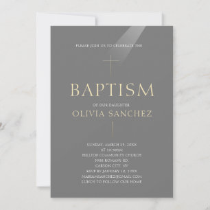 Baptism Invitation Gold Cross