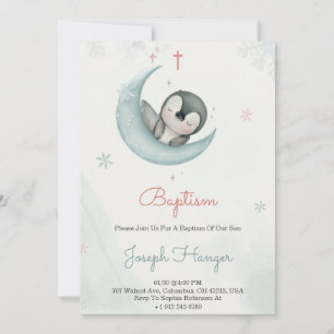 Baptism invitation in cute animal pastel theme 