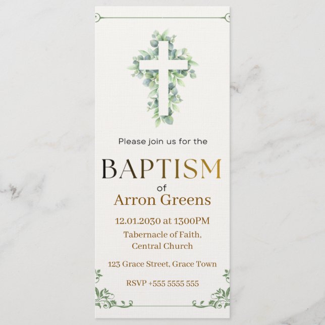 Baptism Invitation | Simple and Elegant Christian  (Front)