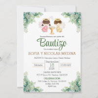 Baptism Invitation Spanish girl and boy Bautizo