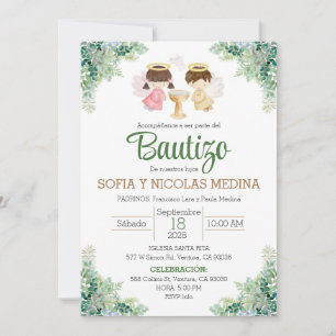 Baptism Invitation Spanish girl and boy Bautizo
