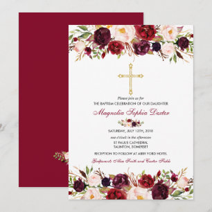 Baptism Invitation Watercolor Floral Baptism Card