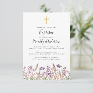 Baptism Invitation   Wildflower Cross