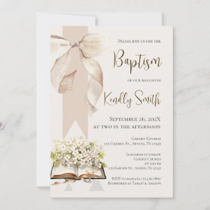 Baptism invitation with bow