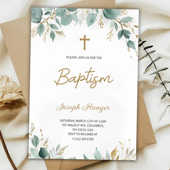 baptism invitation with elegant floral  (Creator Uploaded)