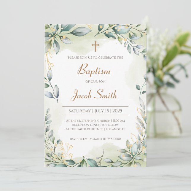 Baptism invitations Girl & Boy Christening invites (Standing Front)