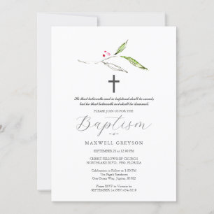 Baptism Invitations Religious Botanicals