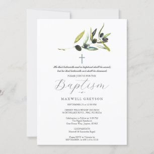 Baptism Invitations Religious Olive Branch 