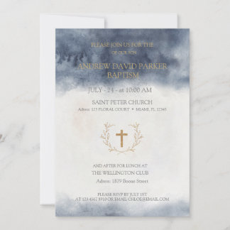 Baptism Invitations with watercolors elements