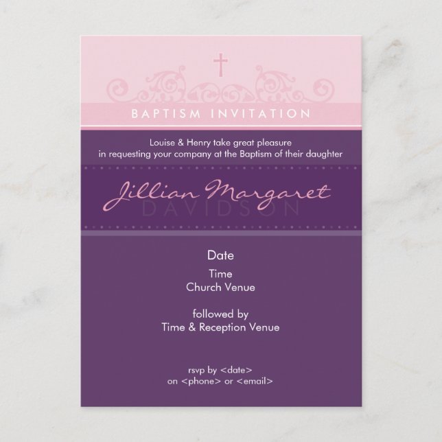BAPTISM INVITE :: elegant 2 (Front)