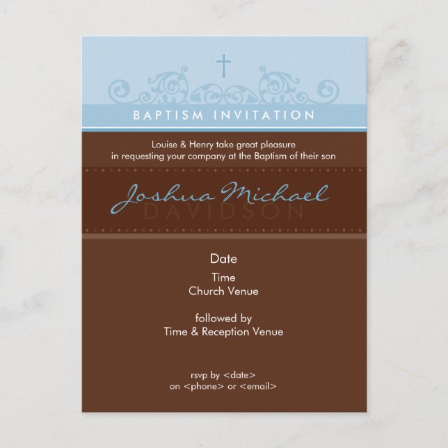 BAPTISM INVITE :: elegant 3 (Front)